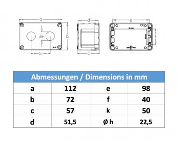Preview: Tastergehäuse Aufbaugehäuse für 2 Taster